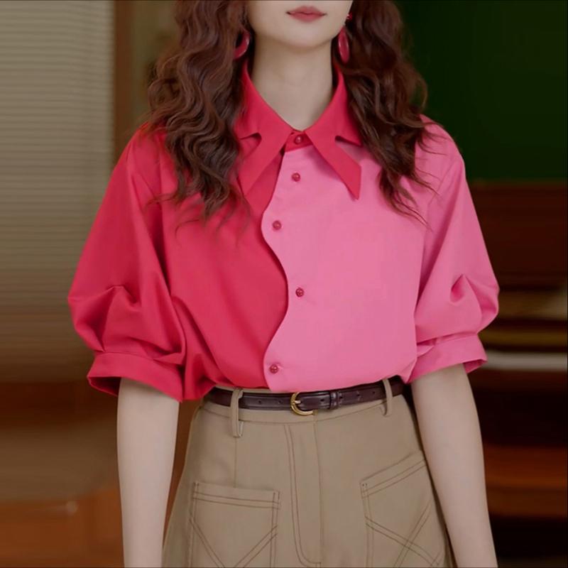 ZANZEA Women Casual Turn Down Collar Loose Summer Short Sleeve Blouse