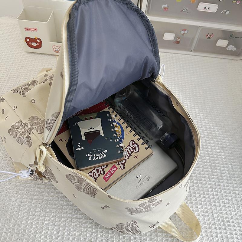 Women's Bear Printed Backpack Student's Lightweight Schoolbag