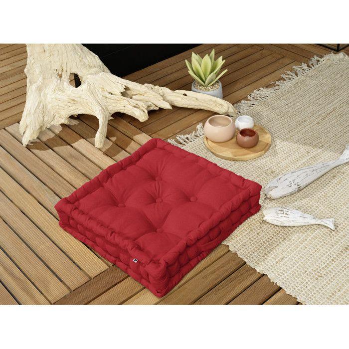 Outdoor Water-repellent Floor Cushion - Anti-UV "Kala" In Cotton 50 X 50 X 10 Cm The Butterfly Effect