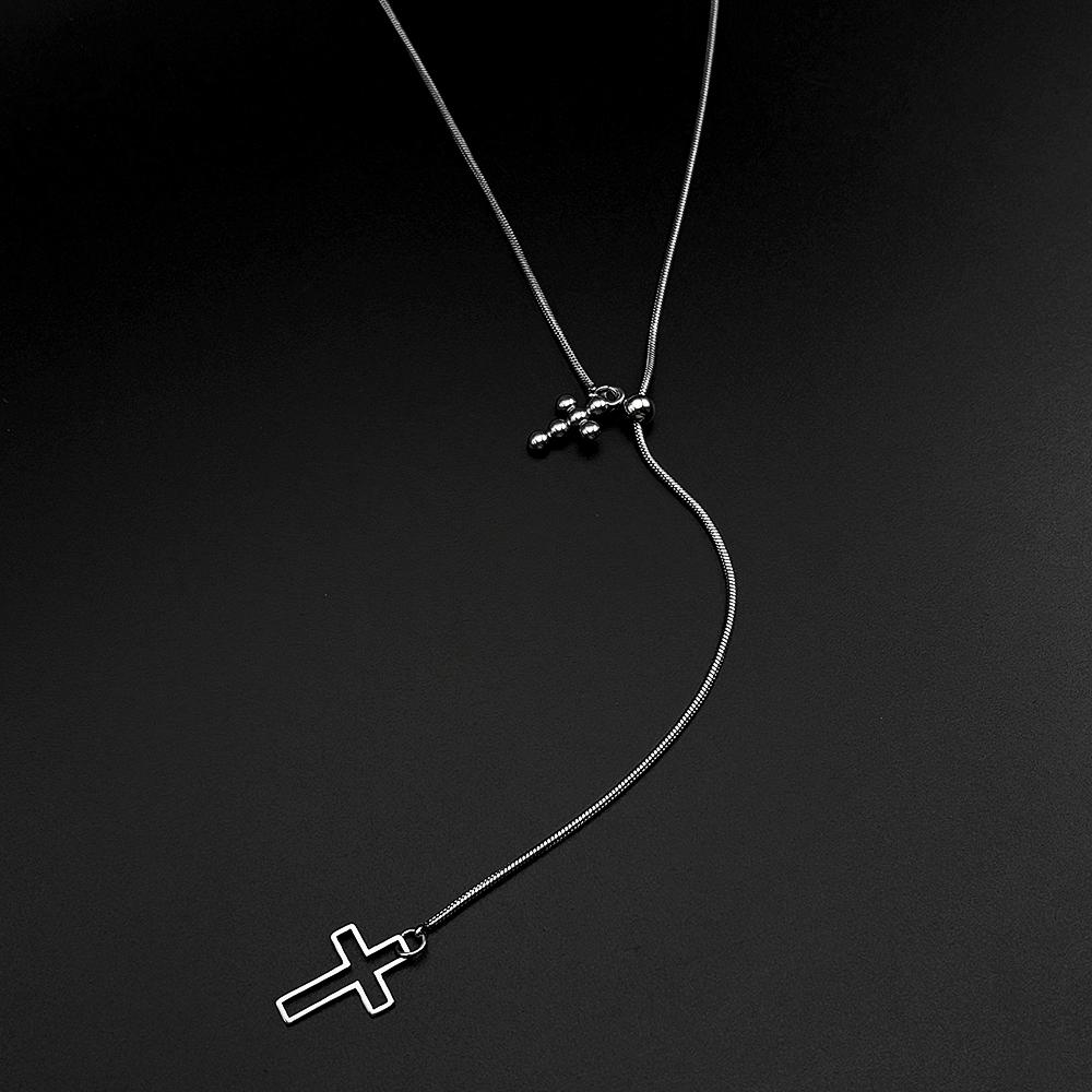 Y-Shaped Adjustable Cross Long Necklace For Women Men Stainless Steel Religion Christianity Streetwear Lovers Jewelry Gifts