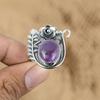 925 Silber Februar Geburtsstein Afrikanischer Amethyst Edelstein Blume Ethnisch Ring Schmuck