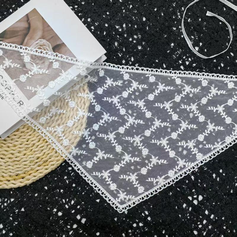 

Retro Lace Hair Scarf For Women Floral White Triangle Woven Head Wrap Fashion For Picnics And Weekends