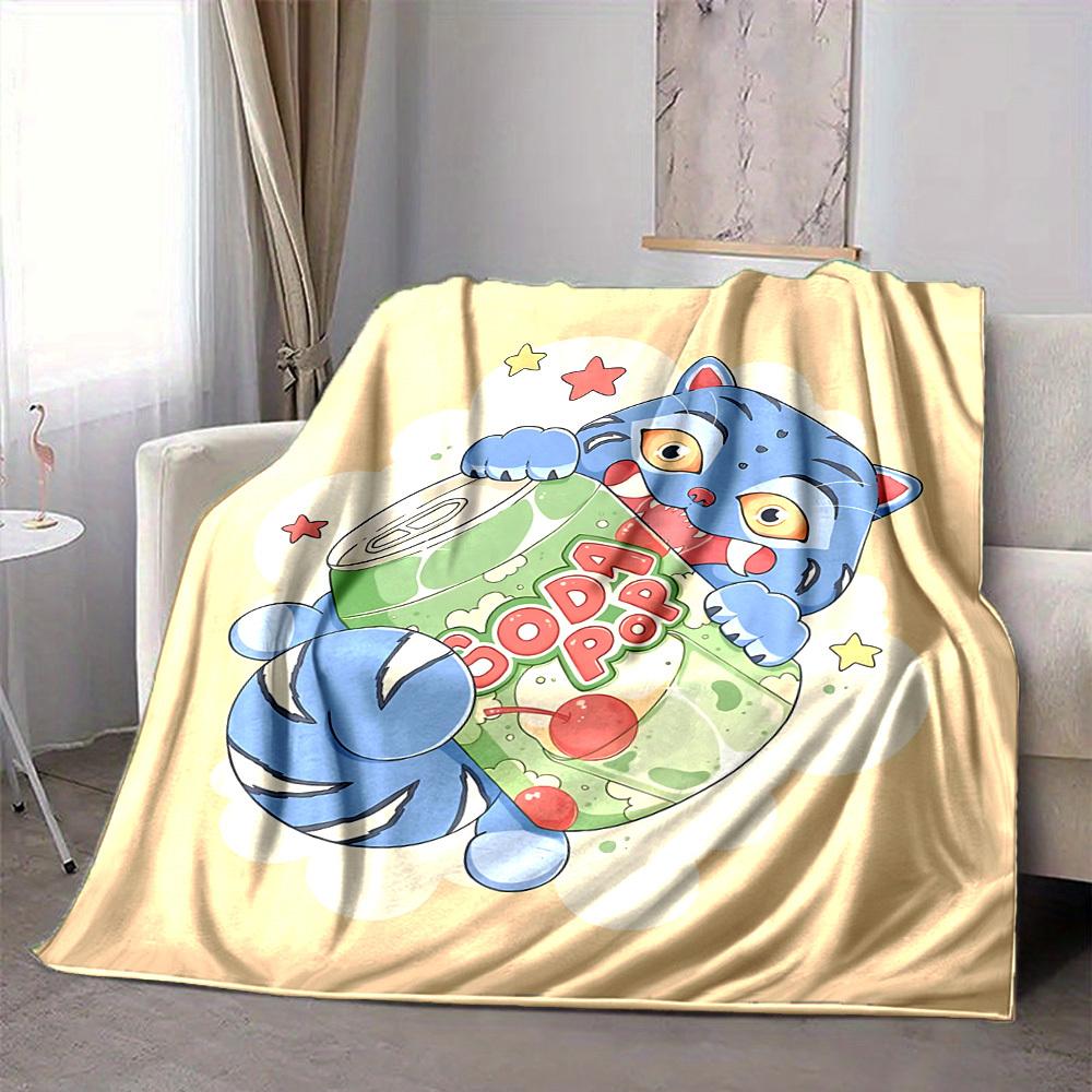 1pc K Pop Demon Hunters Cat Flannel Blanket, Soft Skin Friendly with Digital Printing, Various Sizes Available for Family, Friends, Birthday