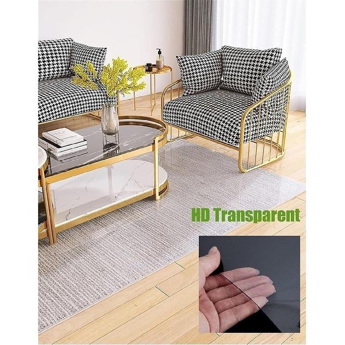 2 3 4 5 6 Ft Clear Floor Runner for Hardwood,Non Slip Vinyl Large Area Rug Protector Cover for Living Room Entryway Home Cuttable Plastic Carpet