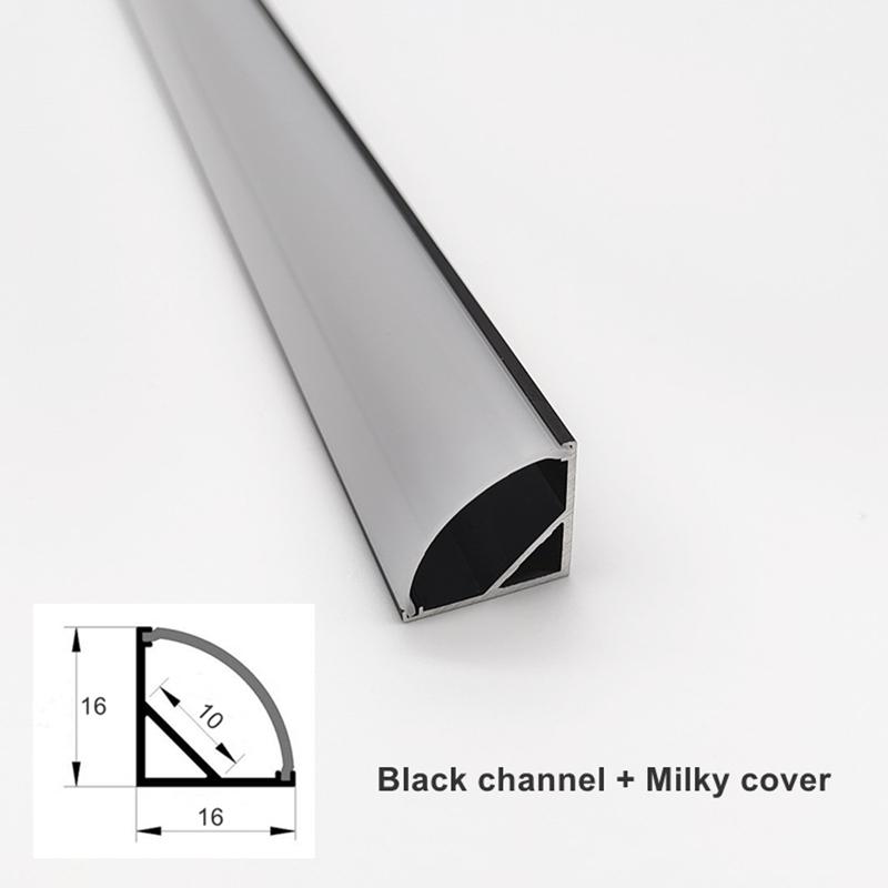 0.5m V-Shape LED Aluminum Profile Cabinet Corner Mounted 90 Degree Glow Hard Bar Lamp Channel Milky/Black Cover Strip Lights