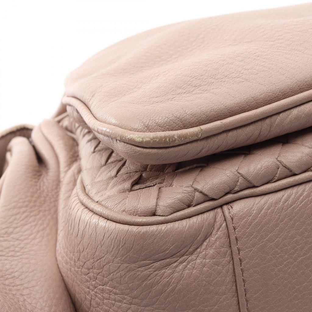 Used BOTTEGA VENETA Cocker Intrecciato Shoulder Bag Leather Pink Used Women