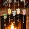 Elegant Hanging Xmas Tree Baubles Acrylic Pine Cone Pendant with Faux Crystal Drop, Christmas Winter Wonderland Party Supplies Ornaments, Transparent