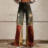 Wide Leg Flare Jeans For Women With Pockets Baggy Pants Vintage Floral Print High Waisted Loose Pant