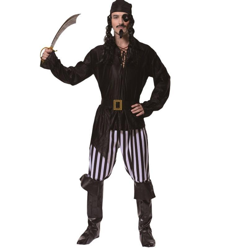 Halloween adult big male pirate party costume, male pirate cosplay stage costume cosplay