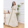 Magic Queen Middle East Indonesian Robe Female New Arrival Bronzing Embroider Lace Fashion Belt White Dress Dress
