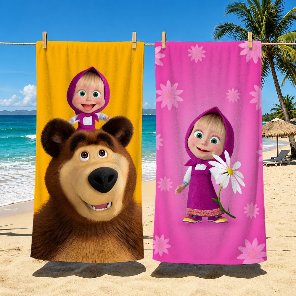 Cartoon M-Masha-A and the B-Bear-R Towel Towel Soft Pool Gift For Travel Gym Shower Camping Quick Dry Sports Large Beach Towels