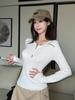 Stylish Korean Slim-Fit Half-Zip Long-Sleeve Top: Trendy, Figure-Flattering, Versatile Autumn/Winter Base Layer.