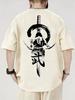 Summer Unisexs Cotton Trendy Casual Tshirt With Dark Eleunisexts Japanese Samurai Sword Print Breathable Shortsleeved Tees Unisex
