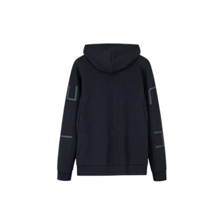 Anta Solid Stripe Print Zip-Up Sweatshirt Men Tops Black 152237720-4