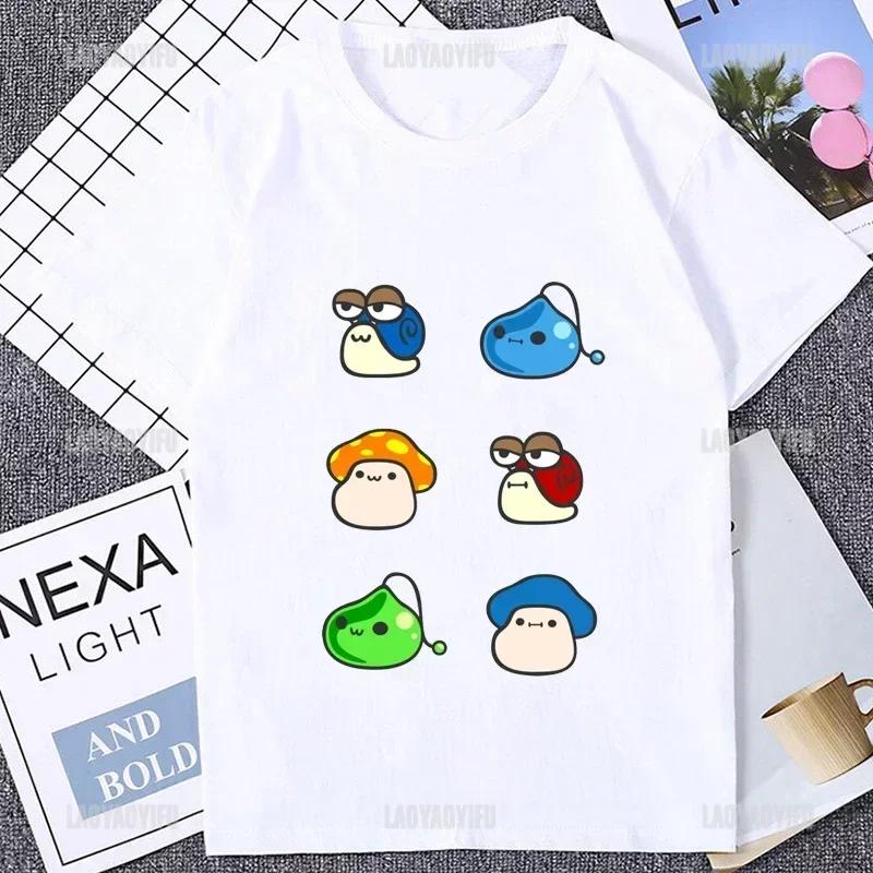 Harajuku MapleStory Kawaii Funny Printed TShirts Buddy Personalize Male T Shirt Korea Style Hot Game Fans Otaku Clothing Hipster