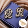 Fashion Women Rhinestone Brooch A-Z English Letter Metal Corsage Pins Crystal Alphabet Jewelry Shirt Clothes Accessories Gift