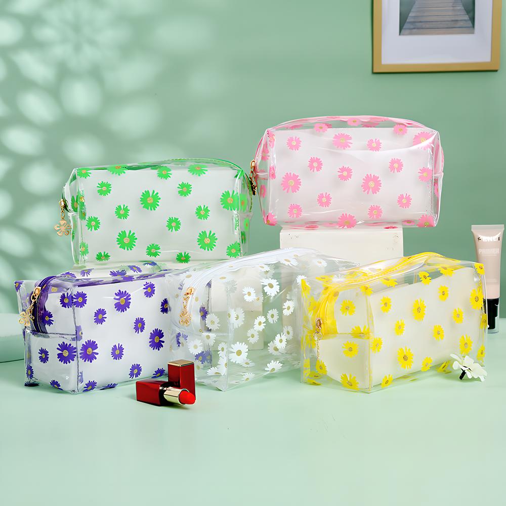 Transparent Cosmetics Storage Bag Flower Summer Freshness Makeup Bag Lightweight Portable Going Out Touch Up Lipstick Makeup Bag