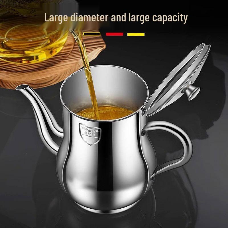 Stainless Steel Leak-Proof Oil Can with Filter, Large Capacity Kitchen Storage Bottle