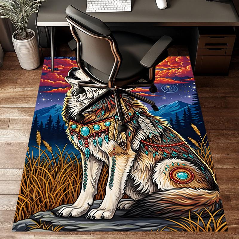 Crystal Velvet Wolf King Printed Area Rug Carpet for Bedroom, Living Room, Home Office Decor, Rugs Mat, Fashion Mat Rug for Bedside A88