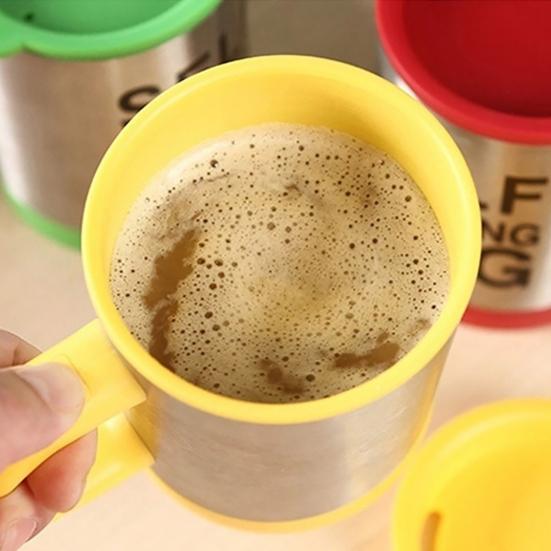 400 ml Kaffeetasse mit Knopf, multifunktional, Edelstahl, automatisches Rühren, Kaffeetasse, Café