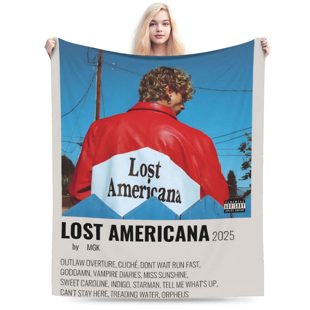 Nová MGK Lost Americana Tour - Lehká tenká flanelová deka, útulná přehozová deka, pratelná v pračce