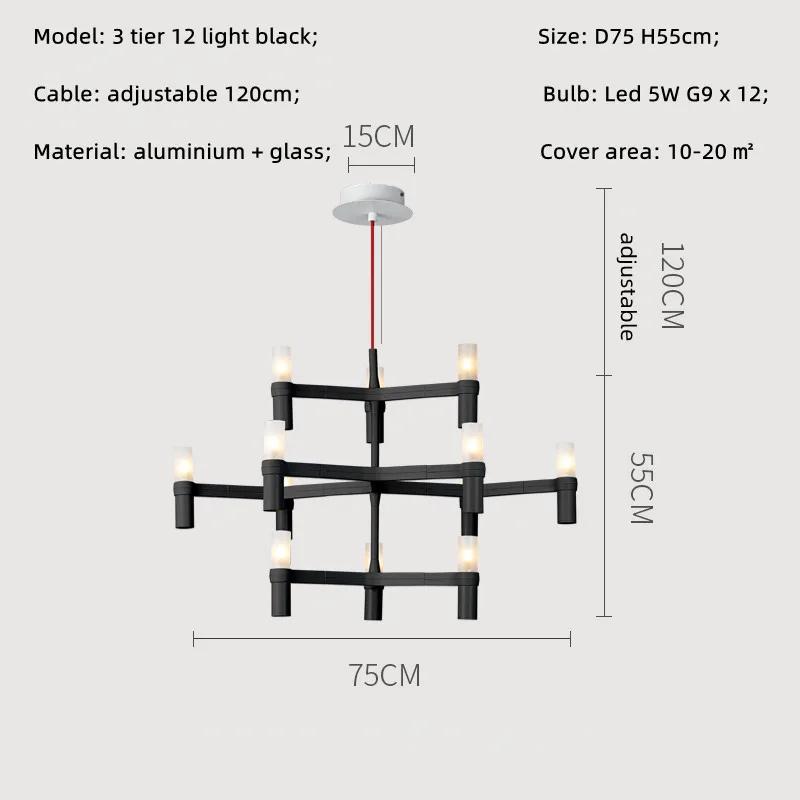 Nordic Luxury Modern LED Chandelier Designer Kitchen Pipe Chrome Lamp Hotel Living Room Room Room Decoration Lighting Fixtures