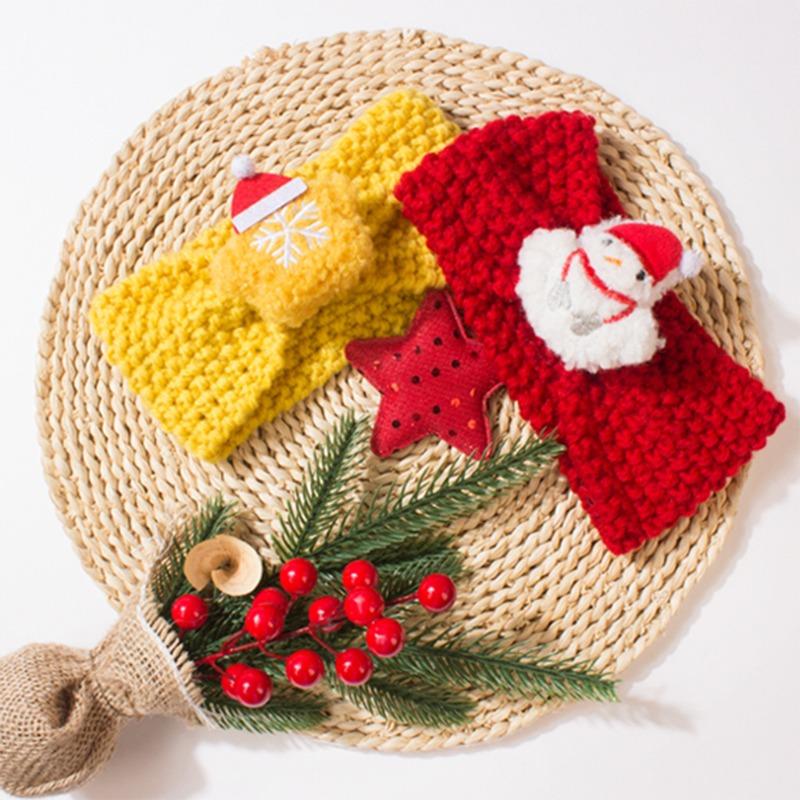 Christmas Children's Headband New Knitted Baby Wool Headband Cute Solid Color Baby Headgear Autumn and Winter