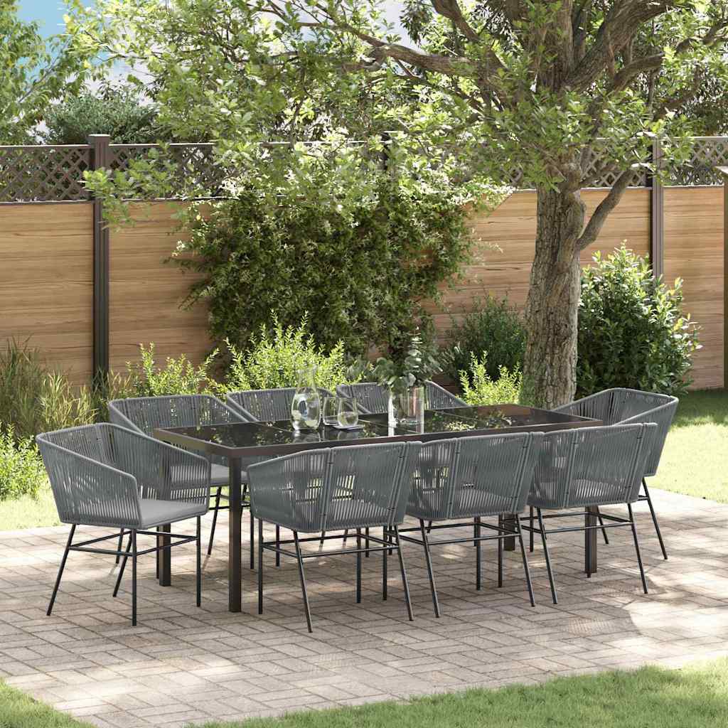 Garden Dining Set 9 pcs Grey Powder Coated Steel