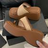 Fashion High quality woven clip toe platform sandals women Fashion Square Toe wedges Slide Sandal Simple comfortable non-slip beach shoe