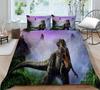Fierce Beast Dinosaur Print Bedding Quilt Cover and Pillowcase Full-size Color Cartoon Dinosaur Pattern Comfortable and Luxurious Home Decoration