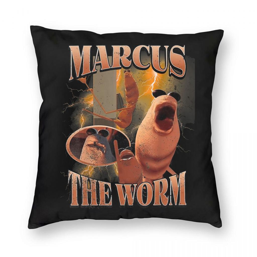 Marcus The Worm Robert Help Funny Meme Pillowcase Printed Polyester Cushion Cover Decor Pillow Case Cover Sofa Square 45X45cm