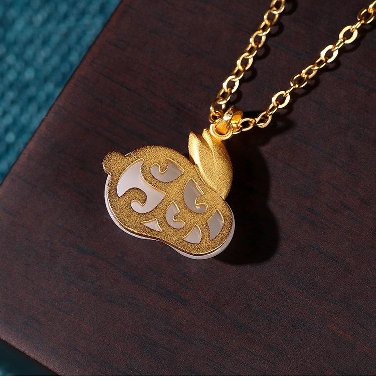 Aieryuan Retro Jade Kaninchen Anhänger Halskette für Damen - Chinesischer Hofstil Schlüsselbeinkette