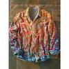 Retro-style Colour-block Print Men’s Long-sleeved Button-down Shirt