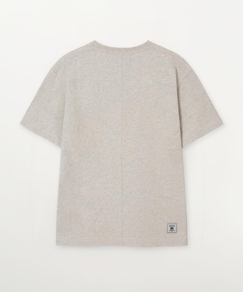 Seteo Flowing Small Logo Short Sleeve T-Shirt Oatmeal