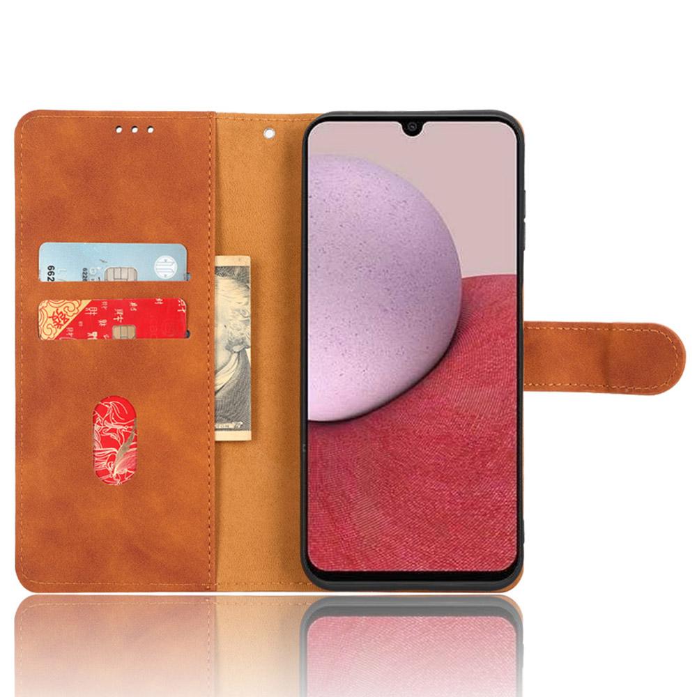 

For Samsung Galaxy A14 5G/A14 4G PU Leather Stand Magnetic Clasp Shockproof Case Skin-Touch Feeling Flip Phone Wallet Cover Brown
