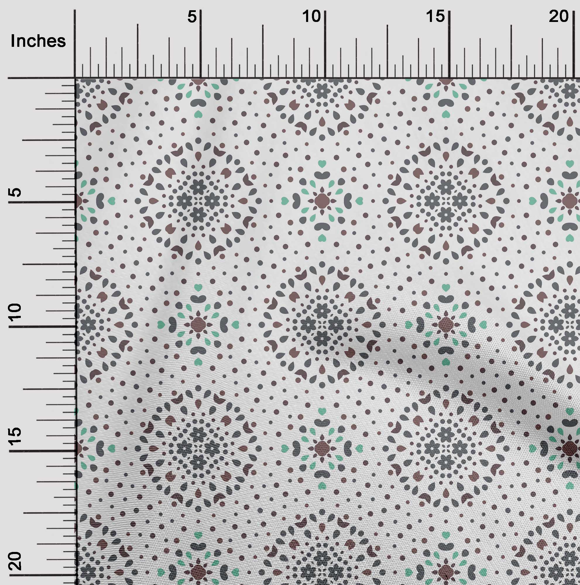 

oneOone Cotton Flex Dusty Teal Green Fabric Floral|Heart & Dots Dress Material Fabric Print Fabric By The Yard 40 Inch 42 Inch Wide - Viscose Chiffon сірий колір