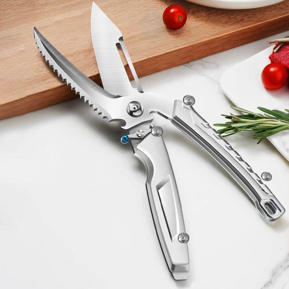 with Safety Buckle Kitchen Scissor Stainless Steel Barbecue Scissor Chicken Bone Scissor Fruit
