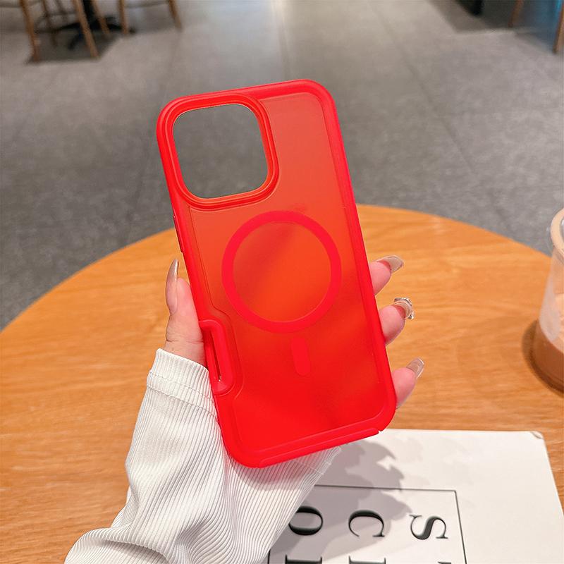 Fashion Armor Magnetic Charging Protect Cover For IPhone 17 Pro Max Air 16 15 14 Plus 13 12 Frosting Clear Anti-Drop Phone Case