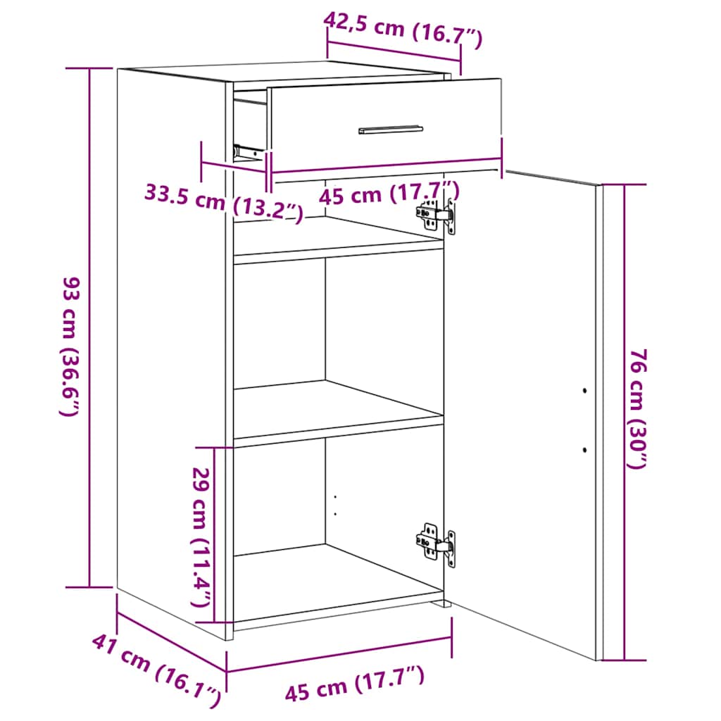 Sideboard Gray Sonoma 45 x 42.5 x 93 cm Particleboard