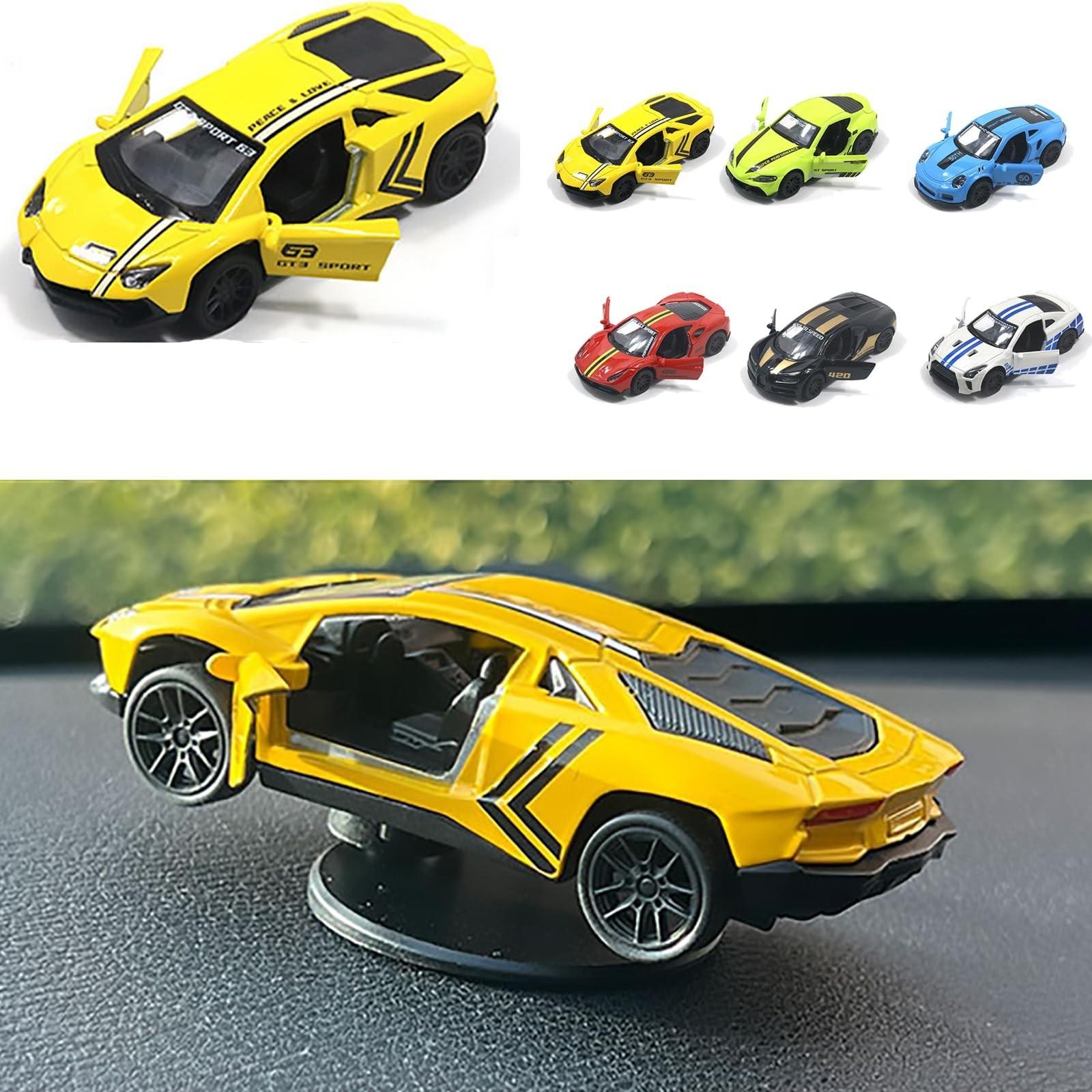 

6 стилей украшений для приборной панели,1:43 Украшения для консоли автомобиля, Сплав, Модель автомобиля, Дрифт, Вращающиеся украшения жёлтый