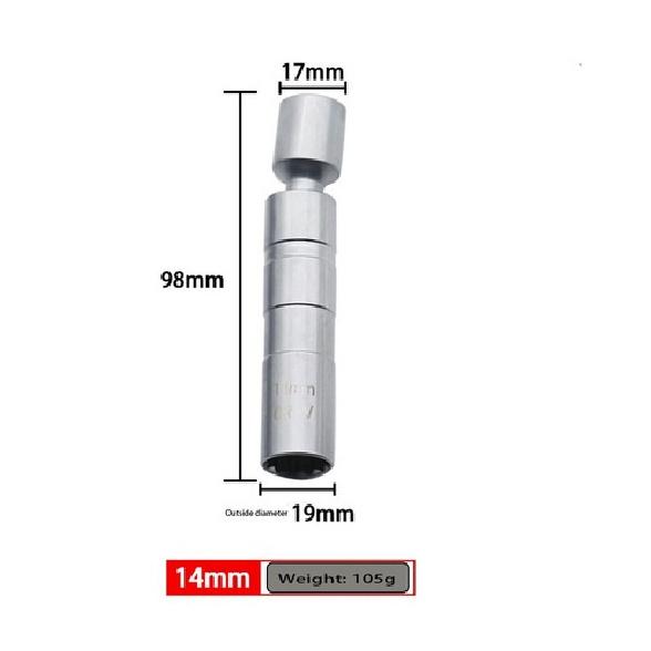 1x 14mm Spark Plug Sleeve Removal Tool 3/8" Drive Magnetic Chrome Vanadium Steel
