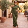 Women's Color Asymmetrical Off Shoulder Long Sleeve Casual Vacation Dress for Beach and Travel