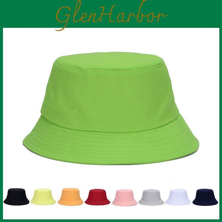 Bucket Fashion Solid Hats Summer Hat For Women Men Sun Cotton Flat Top Hat Fisherman Panama Hats