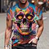 Summer Round Neck 3D Skull Print Top Fashionable Casual Short Sleeved Men's T-shirts