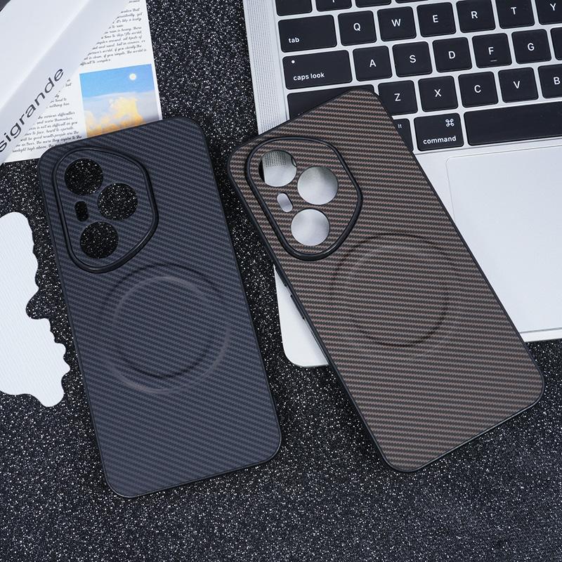 For Honor 400 & 400 Pro Global Version Case Magsafe Magnetic Carbon Fiber Pattern Full Camera Lens Protection Leather Case Cover
