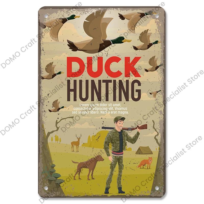Vintage Hunting Plaque Metal Tin Signs Hunter Deer Hunt Safari Adventure Retro Metal Plate Wall Decor Hunting Club Shop Man Cave