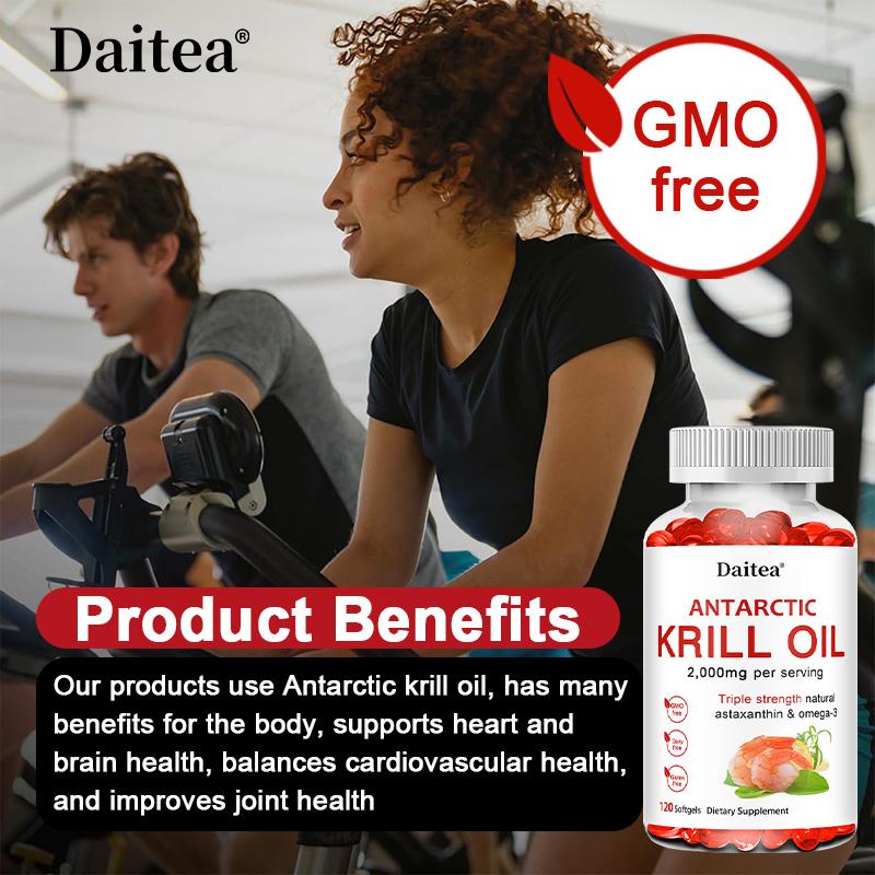 Olio di Krill Antartico Premium 2000mg Softgel con Astaxantina e Omega-3 per il Supporto Cardiovascolare e Articolare 120 Capsule