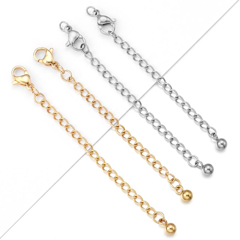 10pcs 7cm Stainless Steel Ball Shape Bracelet Extended Chains Tail Chains Extender Necklace Extension Chain For Jewelry Making
