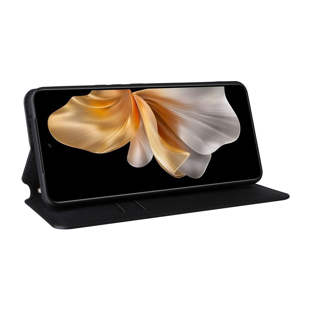 For vivo S18e 5G Leather Case Magnetic Closure Phone Cover Rhombus Pattern