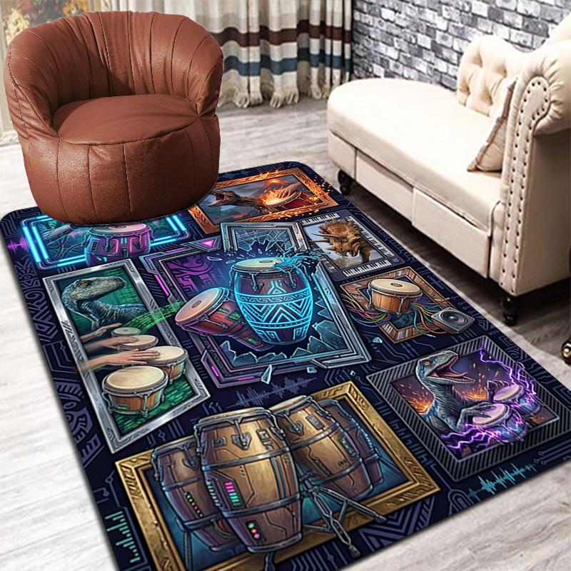 Dinosaur Symphony Pattern Rug Floor Mat for Living Room or Bedroom Soft and Comfortable Carpet a Gift for Birthday and Holiday.